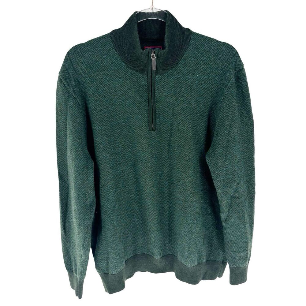 UNTUCKit Sweater Mens XXL Merino Wool Belguardo Herringbone 1/4 Zip Pullover